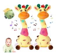 Dancing Talking Giraffe Toy, Plush Interactive Baby Toy That Repeats What You Say, Glowing Musical Giraffe with Volume Control, 120 Songs, Gifts for Children Over 3 Months Old (2pcs)