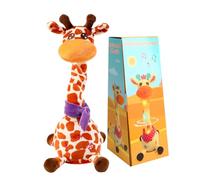 Dancing Talking Giraffe Toy, Stuffed Animal Baby Toy Repeating What You Say, Glowing Musical Electronic Giraffe for Toddlers 1-3 Years Old (Brown)