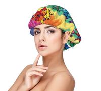 Dancing Thanksgiving Bear Adult's Satin Sleeping Cap - Women's Elastic Sleep Bonnet, Adjustable Overnight Hair Cover for Hairstyles Black, Black, One Size, Black, One Size
