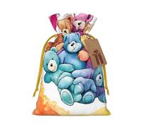 Dancing Thanksgiving Bear Christmas Drawstring Gift Bag Santa Sack With Cards