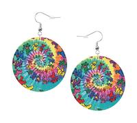 Dancing Thanksgiving Bear Leather Round Earrings Daily Accessories Working At Work Women'S Fashion