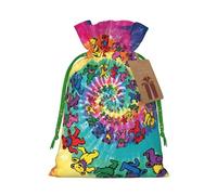 Dancing thanksgiving bear Print Drawstring linen gifts bag for Christmas Party,holiday packaging presents bags.