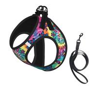 Dancing Thanksgiving Bear Print Harness Leash Set For Cats And Dogs, Reflective Adjustable, Soft Breathable Mesh Vest With Escape-Proof Lead, For Small Pets And Kitten Puppies
