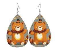 Dancing Thanksgiving Bears Holiday Earrings For Women, Festive Star Drop Earrings, Chic Dangle Jewelry For Celebrations