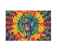 Dancing Tie Dye Printed Jigsaw Puzzle 14.4x9.8 CM, Rectangular Puzzle Challenging Game for Adults Gifts, Family Fun Decorative Wall Decor