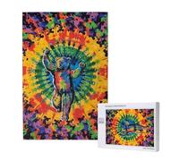 Dancing Tie Dye Printed Jigsaw Puzzle with Storage Box, Wooden Puzzle for Adults and Kids, 1000 Pieces Family Fun Decorative Game