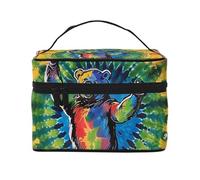 Dancing Tie Dye Printed Travel Makeup Bag Spacious Portable Cosmetic Organiser with Handle, Large Capacity Toiletry Bag, Gift for Women Girls