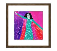 Dancing Under The Stars Bright Modern Woman Square Wooden Framed Wall Art Print Picture 8X8 Inch Artery8 Brown One Size