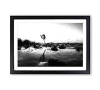 Dancing Upon The Beach in Abstract Framed Print | A2 Black Framed Wall Art | Ready to Hang | Abstract Beach Picture | Living Room Bedroom Lounge Office