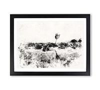 Dancing Upon The Beach Watercolour Modern Framed Wall Art Print, Ready to Hang Picture for Living Room Bedroom Home Office Décor, Black A2 (64 x 46 cm)