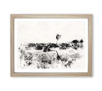 Dancing Upon The Beach Watercolour Modern Framed Wall Art Print, Ready to Hang Picture for Living Room Bedroom Home Office Décor, Oak A3 (46 x 34 cm)