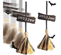 Dancing Witch Broom, Sensor-Activated Magical Animated Witch Broom - w/LED Motion & Spooky Sounds for Indoor/Outdoor Halloween Yard & Party Haunt Effects (2Pcs)