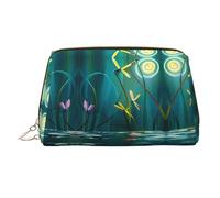 Dancing with Dragonflies Stylish Portable Cosmetic Bag with Full-Print Design â€“ Durable PVC Leather Makeup & Toiletry Organizer for Home & Travel Use