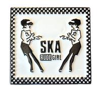 Dancing Woman Ska Music Rude Girl Two Tone MOD Metal Enamel Badge