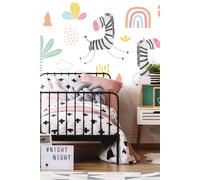 Dancing Zebras Wall Mural Origin Murals White W300cm x H240cm