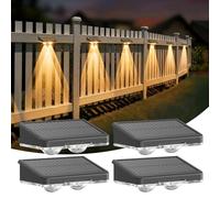 DANCINGBOAR 4 Pack Solar Fence Lights Outdoor Garden, Solar Wall Lights Waterproof IP65 with Warm White & 6 Colored & RGB Color Changing for Patios-Yard Decoration