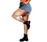 DancMolly 10X Strong Ultra Sparkly Rhinestone Fishnet Stockings, Plus Size Sparkle Fish Net Tights for Women, Sexy Party Concert Outfit, 1 pair Nude M-XL