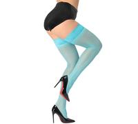 DancMolly Silky Thigh High Stockings, with 6+ Colors Sheer Silicone Lace Top Pantyhose for Women, 1 Pair (Light Blue, S-M)