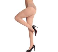 DancMolly Unbelievable Rip-Resistant Control Top Women's Tights, Reinforced High Waist Semi-Sheer Stockings, Durable & Snag-Free for Everyday Wear, Tan-M