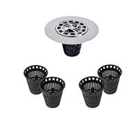 Danco 10529P | Chrome Shower Drain Hair Catcher for Stand-Alone Shower | 3-inch Shower Drain Hair Trap | Includes 6 replacement Baskets | Shower Strainer
