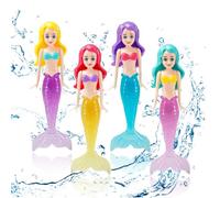 DANCOLOR 4 pcs Mermaid Diving Toys Set, Swimming Pool Toys & Diving Games For Boys Girls, Premium Plastic Underwater Training Toy, Summer Swim Sinkers For Ages 5-12, Diving Pool Toys Children‘s Gifts