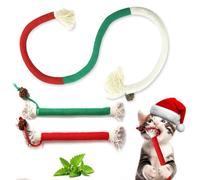 DANCOLOR Catnip Toys for Indoor Cats, 3Pcs Rope Toys with Gall Fruit for Cat Playing Chewing Teeth-Cleaning, Teething Kitten Chewer in Assorted Colors, XMAS Stocking Stuffers for Pet