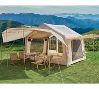 DanCoom 6/8 Person Inflatable Tent with Porch, Family Cabin Tents for Camping, Big Air House Tent Contains Rainfly, Easy Setup Large Inflation Tents, Glamping Tents Large Apse
