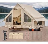 DanCoom Inflatable Camping Tent, 4/6 Person Family Tents for Camping, Big House Air Tent Includes Large Tarps, Easy Setup Blow Up Tents, Glamping Large Vestibule