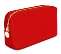 DANCOUR Nylon Makeup Bags for Women Large Preppy Travel Toiletry Pouch Cosmetic Bag Makeup Organizer, Red, S, Small