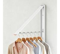 dancrul Clothes Drying Rack Retractable, Wall Mounted Clothes Hanger Rack for Laundry Room, Laundry Drying Rack Space Saving Closet Organizer Aluminium (White)