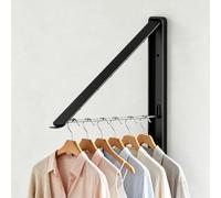 dancrul Clothes Drying Rack Retractable, Wall Mounted Clothes Hanger Rack for Laundry Room, Laundry Drying Rack Space Saving Closet Organizer Aluminium (Black)