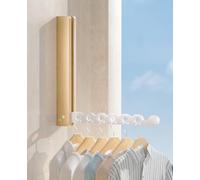 dancrul Natural Wood Folding Clothes Hanger Rack for Laundry Room, Wall Mounted Clothes Drying Rack, Laundry Drying Rack Foldable, Perfect for Small Spaces, Beech Wood White