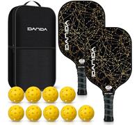 DANDA Pickleball Paddles, USAPA Approved Fibreglass Surface - with a Honeycomb Composite Core - Durable and Lightweight - Pickleball Set with EXTRA 9 Outdoor Balls and Carry Case