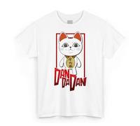 DanDaDan Turbo Granny Cat Ken T-Shirt Black Short Sleeve Unisex Adults 100% Cotton Gift Idea Anime Manga, White, XS
