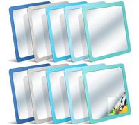 Dandat 10 Pcs Small Mirrors for Kids 6 x 6 Inch Square Shatter Proof Reflector Toddler Glass Plastic Reflector for Classroom DIY Craft Preschool Facial Expression (Blue-Gray Colors)
