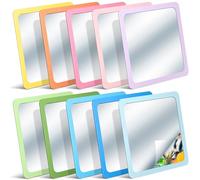 Dandat 10 Pcs Small Mirrors for Kids 6 x 6 Inch Square Shatter Proof Reflector Toddler Glass Plastic Reflector for Classroom DIY Craft Preschool Facial Expression (Macaron Colors)