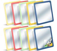 Dandat 10 Pcs Small Mirrors for Kids 6 x 6 Inch Square Shatter Proof Reflector Toddler Glass Plastic Reflector for Classroom DIY Craft Preschool Facial Expression (Hippie Colors)