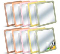 Dandat 10 Pcs Small Mirrors for Kids 6 x 6 Inch Square Shatter Proof Reflector Toddler Glass Plastic Reflector for Classroom DIY Craft Preschool Facial Expression (Earth Colors)