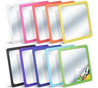 Dandat 10 Pcs Small Mirrors for Kids 6 x 6 Inch Square Shatter Proof Reflector Toddler Glass Plastic Reflector for Classroom DIY Craft Preschool Facial Expression (Rainbow Colors)