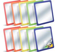 Dandat 10 Pcs Small Mirrors for Kids 6 x 6 Inch Unbreakable Shatter Proof Mirror Acrylic Square Unbroken Reflector for School Classroom Craft DIY Bathroom (Multicolor)