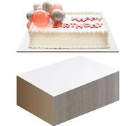 Dandat 100 Pcs Cake Board Rectangle 14x10 Inch White Quarter Cake Sheet Laminated Sturdy Cake Base Board Greaseproof Cake Stands Cake Cardboard Base Trays Pad for Pizza, Desserts, Pastries, Food