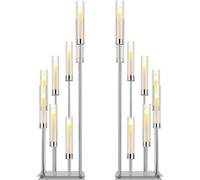 Dandat - 2 Candlesticks 105.5cm Tall 8 Arms Centerpiece Clear Acrylic Tones Floor Standing Chandelier for Flameless Candles for Wedding and Spring (Silver)