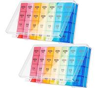 Dandat 2 Pack XL Large Weekly Pill Organizer 4 Times a Day Monthly Pill Organizer Large Weekly Medicine Organizer 28 Day Pill Box Organizer Weekly 7 Day Pill Dispenser 4 Times a Day