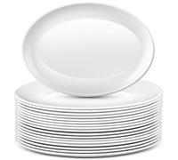 Dandat 24 Pack Melamine Large Serving Platter Oval Serving Platters White Serving Plates Oval Serving Tray Melamine Serving Dish for Food Meat Steak Fish Appetizers Entertaining Party, 12 Inch