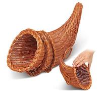 Dandat 3 Pcs Fall Cornucopia Basket 13.78 Inch Thanksgiving Horn of Plenty Autumn Table Decoration Harvest Cornucopia for Thanksgiving Table Centerpieces Fall Party Decorations