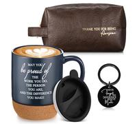Dandat 3 Pcs Thank You Gift for Men Coworker Appreciation Gift Leather Toiletry Bag May You Be Proud 15oz Coffee Cup with Keychain for Boss Manager Male Teacher Nurse Employee Thanksgiving (Dark Blue)