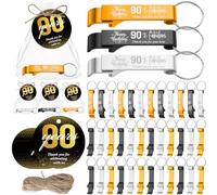Dandat 54 Sets 90th Birthday Party Favors for Guests Birthday Bottle Opener | Cheers to 90 Beer Opener Keychain, Thank You Cards and Gift Bags, Anniversary Wedding Party Favors