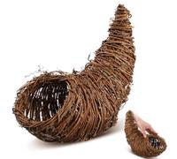 Dandat Thanksgiving Cornucopia Basket Horn of Plenty Table Fall Harvest Decorative Fruit Snack Basket for Thanksgiving Table Centerpieces Decorations, 12 x 11.5 x 6 Inch