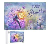 Dandelion 1000 Piece Jigsaw Puzzles for Adults - Butterflies Just Breathe Inspirational Quote Jigsaw Puzzles for Family Activities Games Gift