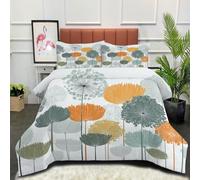Dandelion All Season Duvet - 135x200cm Coverless Duvet Hand-Painted Plants And Flowers Down Alternative Cosy and Lightweight with Pillowcases, Light Gray